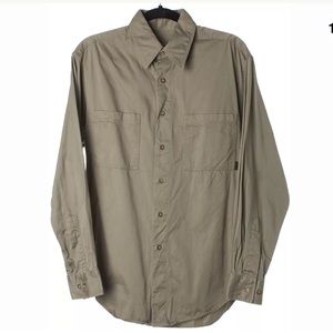 DONNA KARAN Light Army Green Cotton Button Top